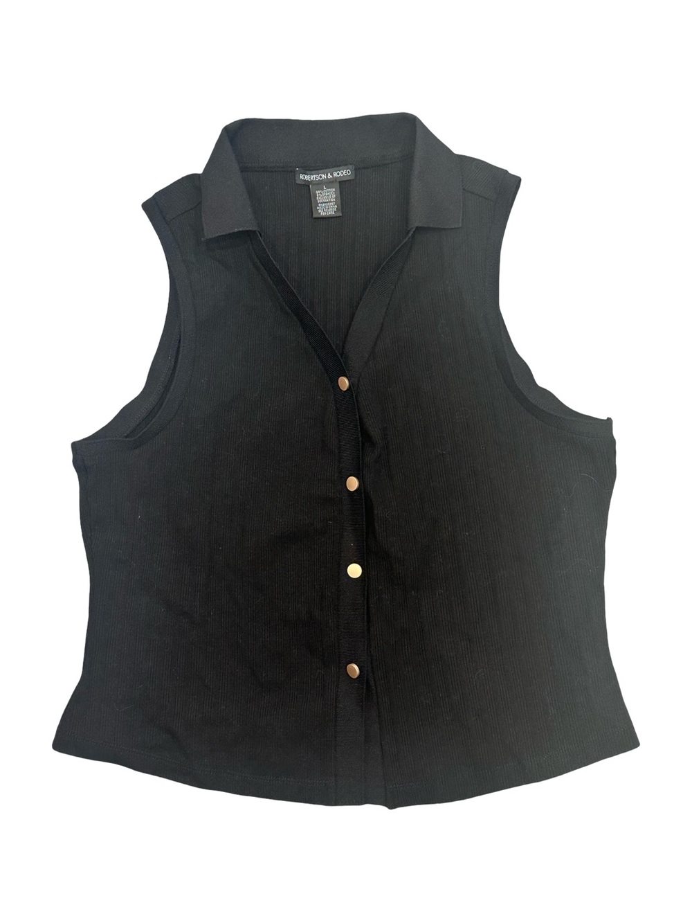 EUC Robertson + Rodeo Women’s Large Black Sleeveless Button-Front Top